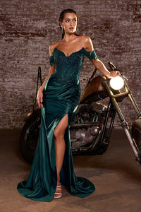 Etta – Abendkleid Glitzer Satin Corsage Beinschlitz