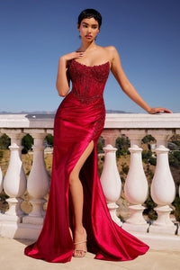 Doreen - Abendkleid Trägerloses Korsett mir Strasssteine