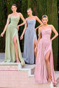 Zala – Abendkleid One-Shoulder Chiffon A-Linie Beinschlitz
