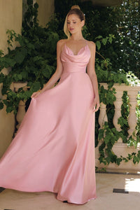 Juno – Abendkleid Satin A-Linie Cowl-Ausschnitt Rücken