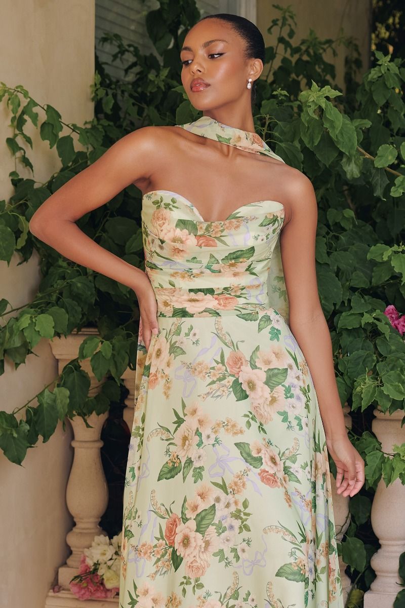 Thea – Abendkleid Chiffon Blumen A-Linie Corsage