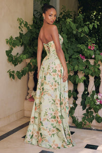 Thea – Abendkleid Chiffon Blumen A-Linie Corsage