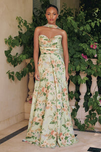 Thea – Abendkleid Chiffon Blumen A-Linie Corsage